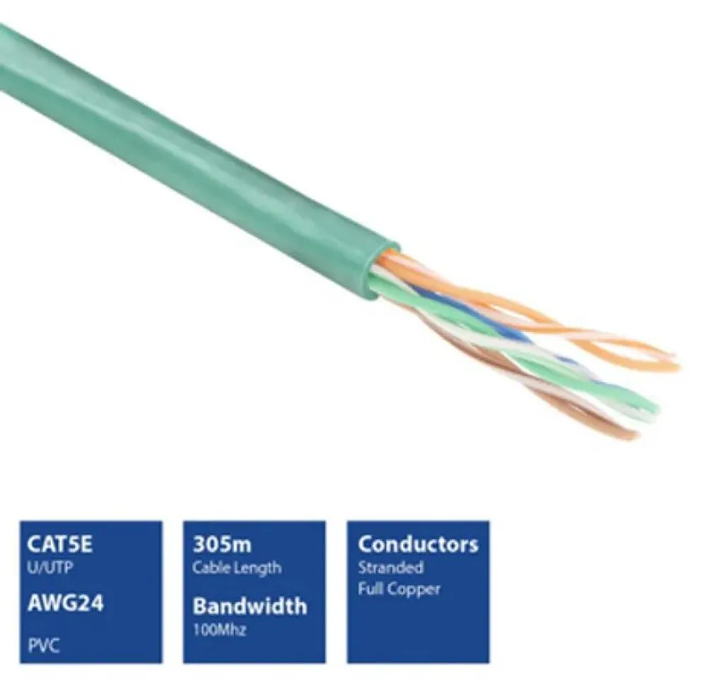 Câble réseau ACT CAT5E U/UTP stranded patch vert 305m EP357B flexible