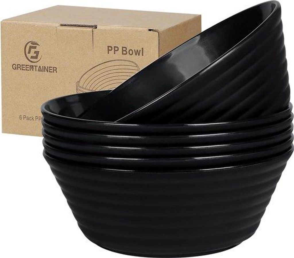 Große Frühstücksschalen, 6er-Set, bruchsicher, Dessertschalen-Set mit 1055 ml Fassungsvermögen, Suppenschalen aus Kunststoff, Schalen und Schal...