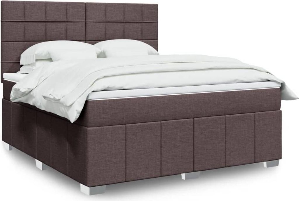 Design Boxspringbett mit Matratze Dunkelbraun 180x200 cm Stoff,Klassische Betten 2025 Neu37418