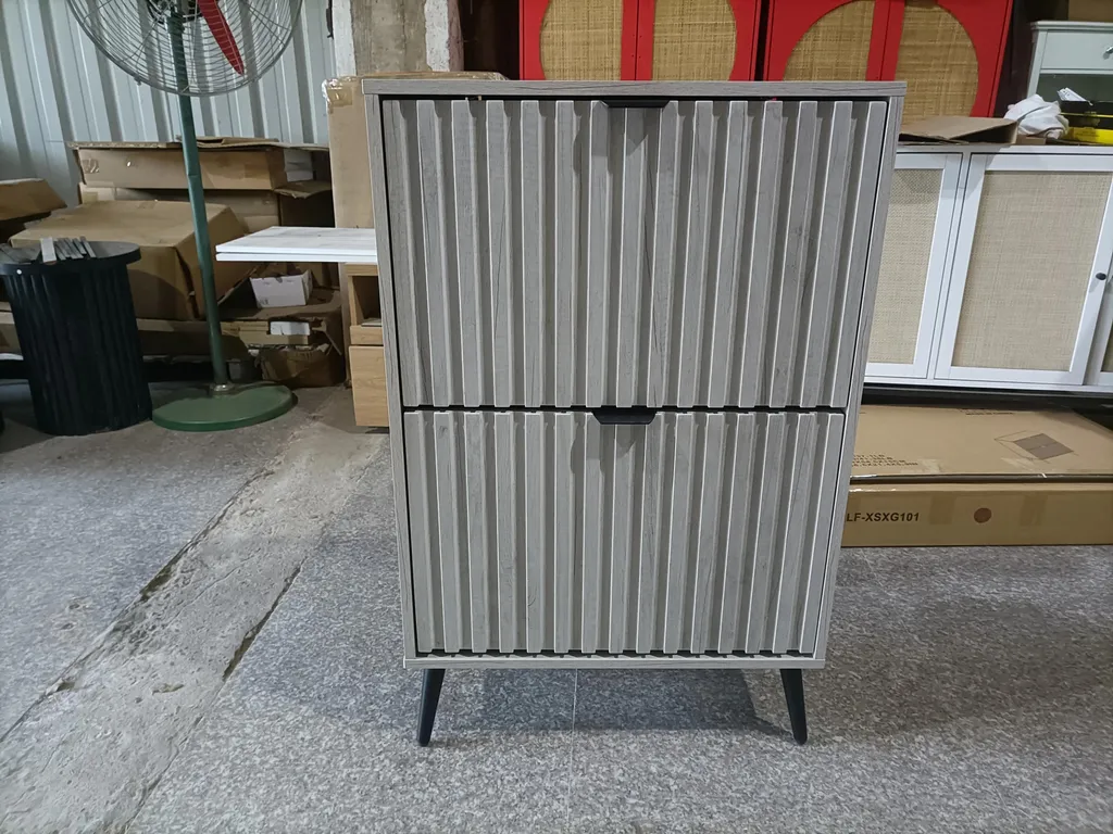 Meuble à chaussures moderne gris, solution de rangement en MDF durable - 2