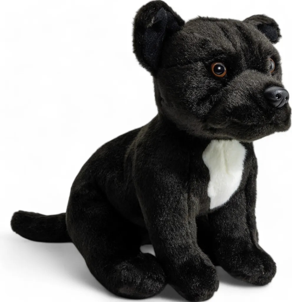Peluche Chien Noir Stafford Bull Terrier 32cm Carl Dick Douceur 3623