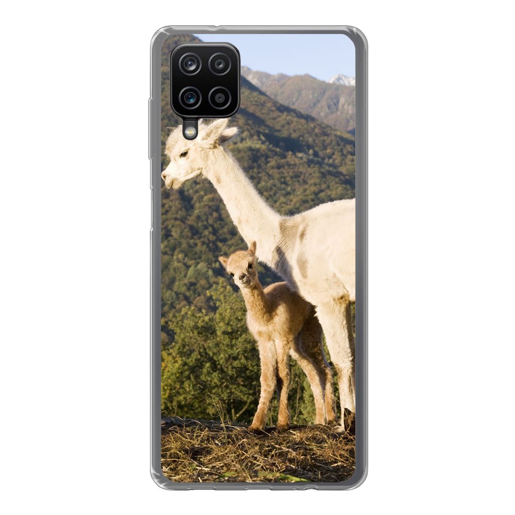 MuchoWow Handyhülle Schutzhülle Hülle für Samsung Galaxy A12 Alpakas - Berge - Natur Silikon Softcase Handy Hülle - Bild