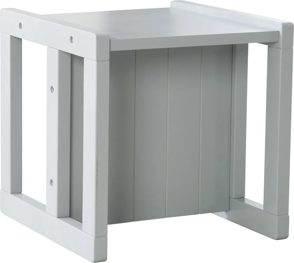 Sgabello per Bambini Grigio 3 Altezze Seduta Reversibile Stile Rustico