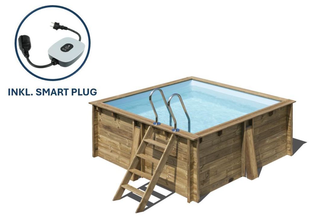 GRE Holzbecken quadratisch Modell Carra 3 305 x 305 x 119 cm, Komplettset