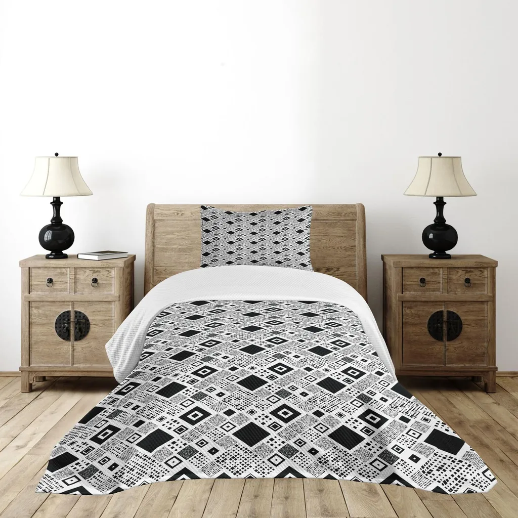 Copriletto Geometrico ABAKUHAUS Nero e Bianco 170x220 cm Design