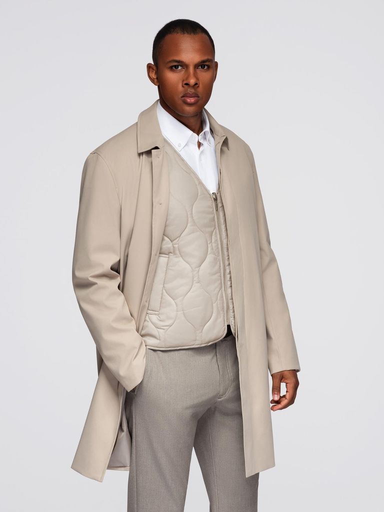 Ombre Clothing Herrenmantel Overesque beige XL