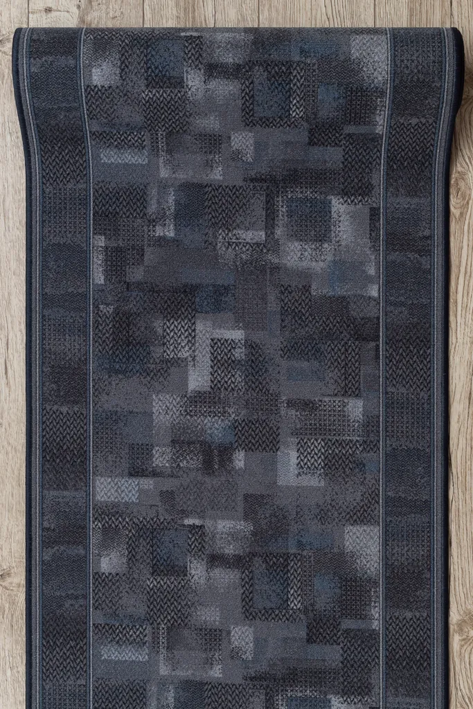 Tapis TRIBE anthracite 67cm - Dos caoutchouté et surface textile grise - 4
