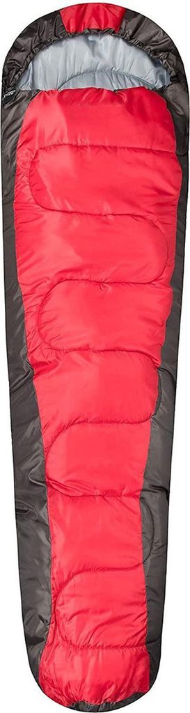 Mumienschlafsack rot/grau - bequemer Sommerschlafsack 13-25°