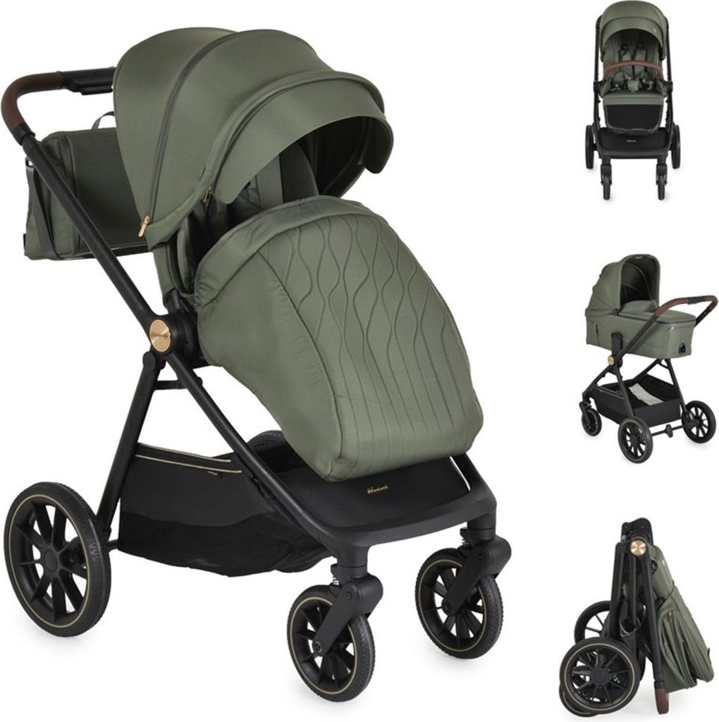 Cangaroo Kombikinderwagen Celebrity 2 in 1 Stoßdämpfer PolyurethanRollen Wickeltasche grün
