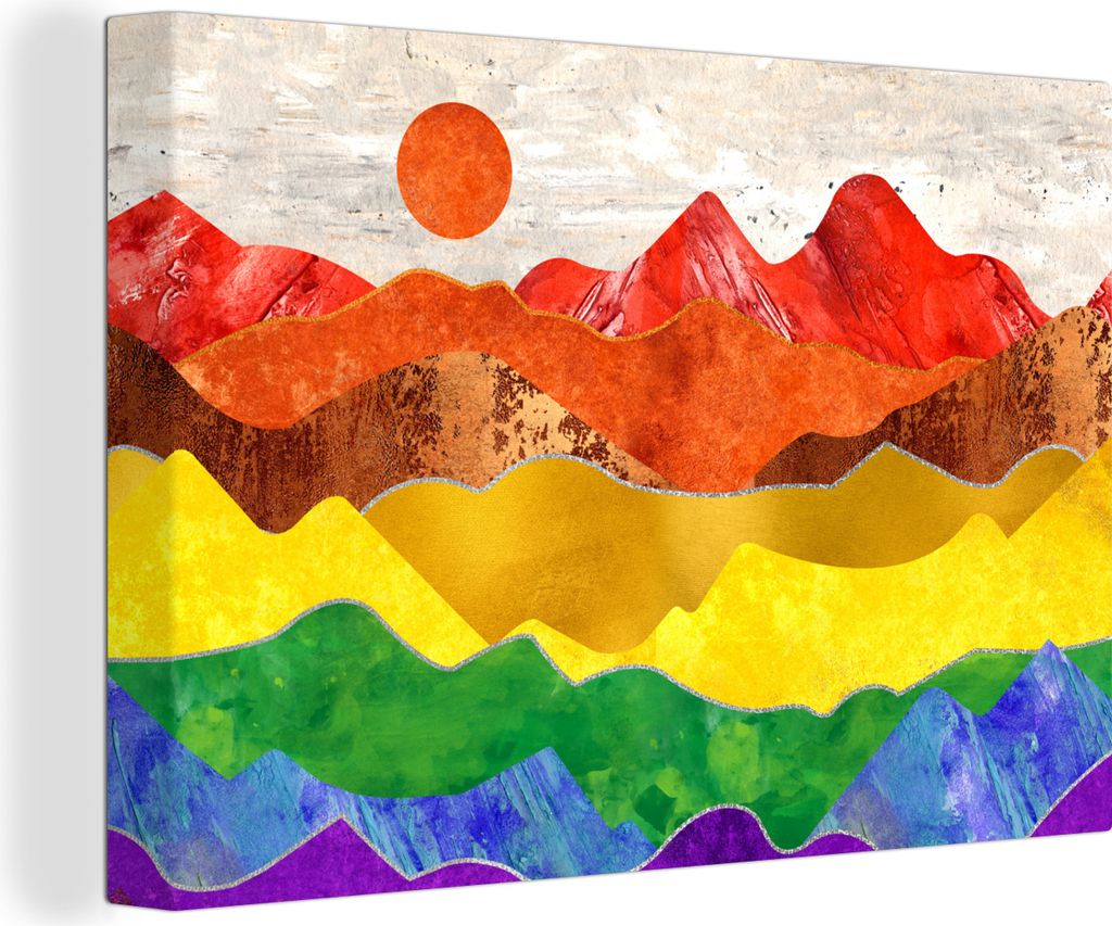 OneMillionCanvasses - Leinwandbilder - 150x100 cm, Stolz - Regenbogen - Marmor, Wandbilder Kunstdruck Wanddekoration - Foto auf Leinwand - Gemäl...