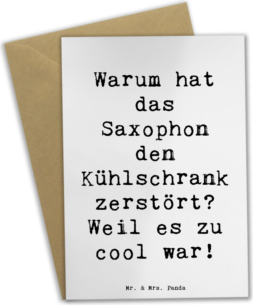 Mr. & Mrs. Panda Grußkarte Spruch Saxophon Kühlschrank - Weiß - Geschenk, Lernen, Musik, Kreativität, Humor, osterkarten, Cool, osterkarte, vat...