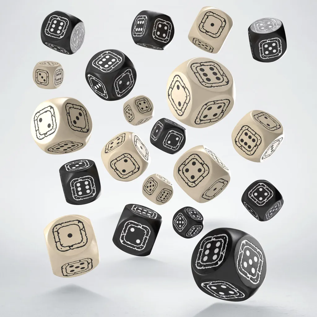 Set 20 Dés D6 Fortress Compact Noir et Beige : Lisibilité et Style Garantis