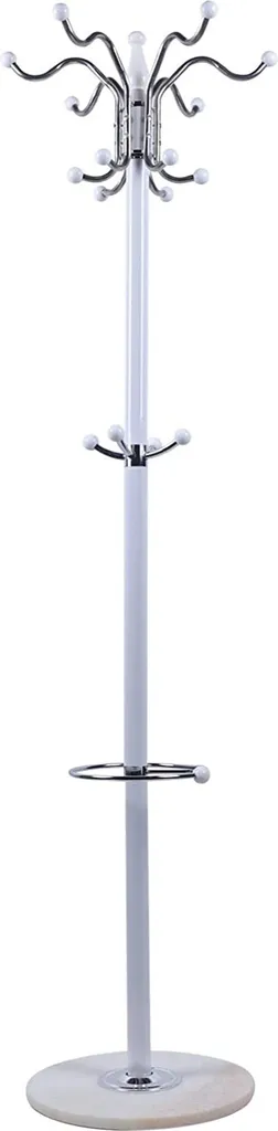 Portemanteau stable anti-basculement 170cm avec porte-parapluie Blanc