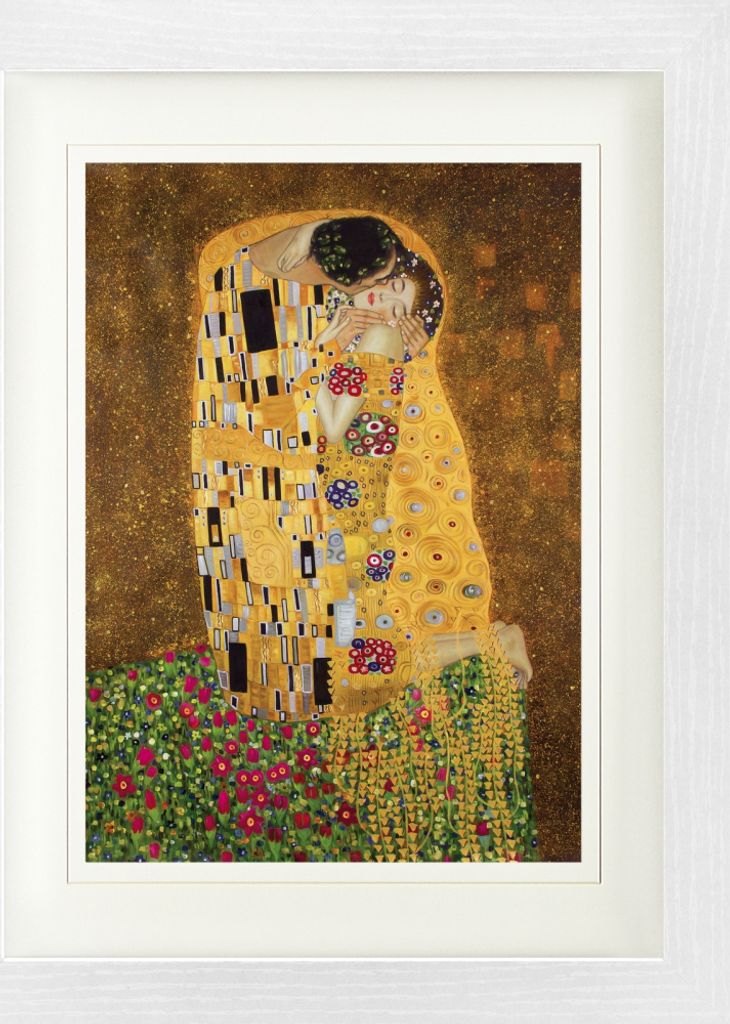 Gustav Klimt Gerahmtes Bild Mit Edlem Passepartout | Wand-Bilder | Im Bilderrahmen - Der Kuß II (40 x 30 cm)