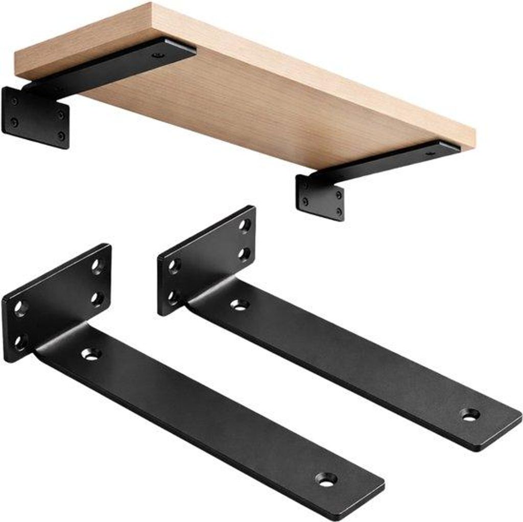 Plankdragers van metaal - 2 stuks - Zwevende plankhouders - Wandsteunen - Ondersteuning voor planken aan de muur - 15 cm lang - Met wandmontage - Z...