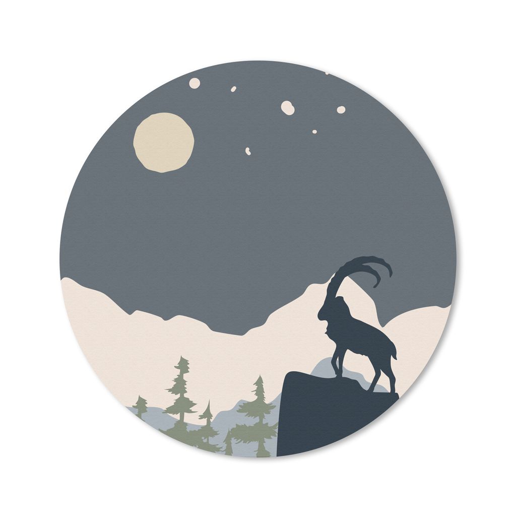 MuchoWow Mauspad Mousepad Pastell - Illustration - Ziege 30x30 cm - Mousepads - Maus Mat - Pad - Mausunterlage - Tischunterlage - Schreibtischmatten