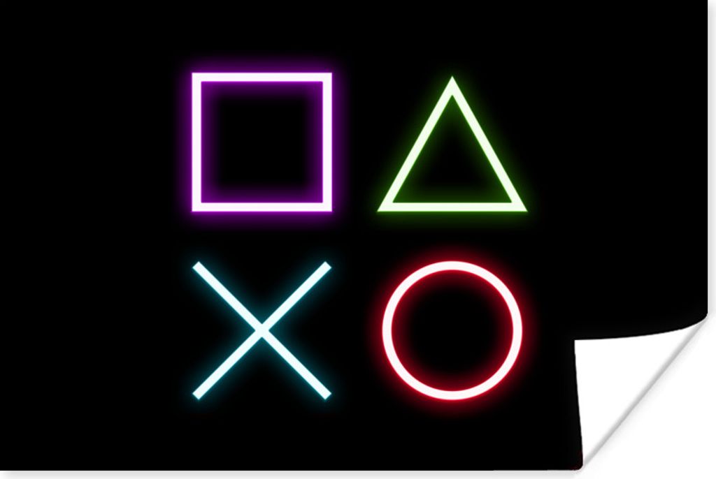 MuchoWow Poster Gaming - Neon - Konsole - Schwarz - Controller - Gaming 60x40 cm - Schlafzimmerdekoration
