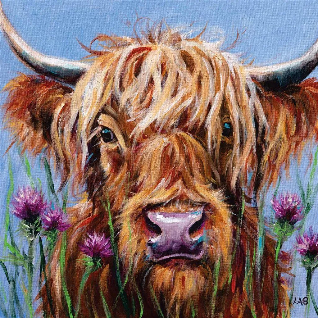 Tableau Louise Brown Highlander PM5823 - Toile 60x60 cm Marron Bleu