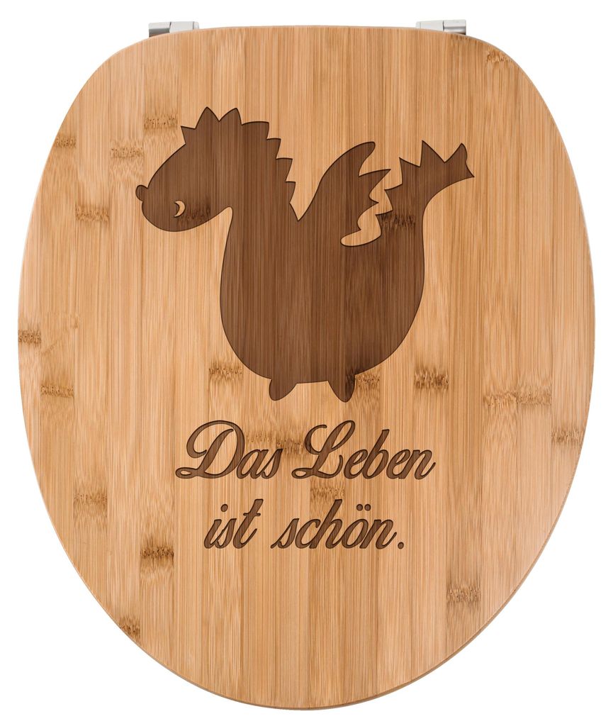 Mr. & Mrs. Panda Toilettendeckel Drache - Transparent - Geschenk, Klodeckel, Dino, WC-Brille, Bambus, WC Brille, Sitz