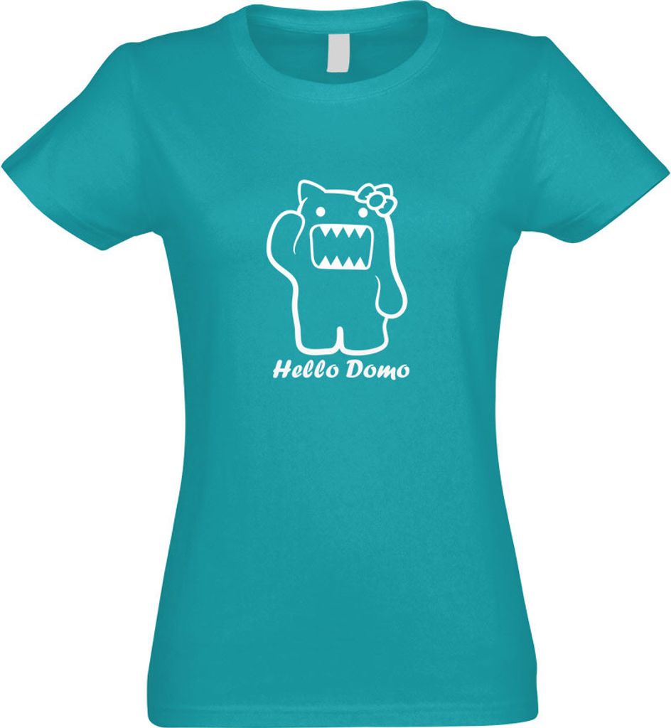 Kiwistar - T-Shirt tailliert - Damen - türkis - Hello Domo - mit Motiv Bedruckt - Funshirt Design - Sport - Freizeit - Damen - XL