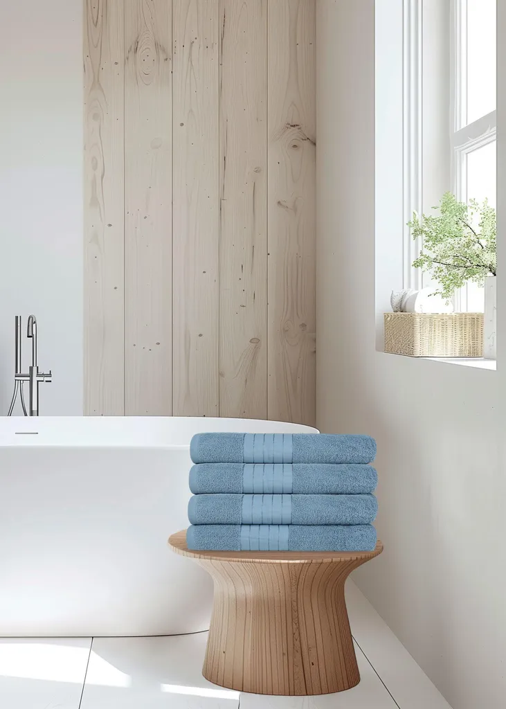 Set 4 Asciugamani Bagno 50x100 cm | Spugna 100% Cotone Good Morning