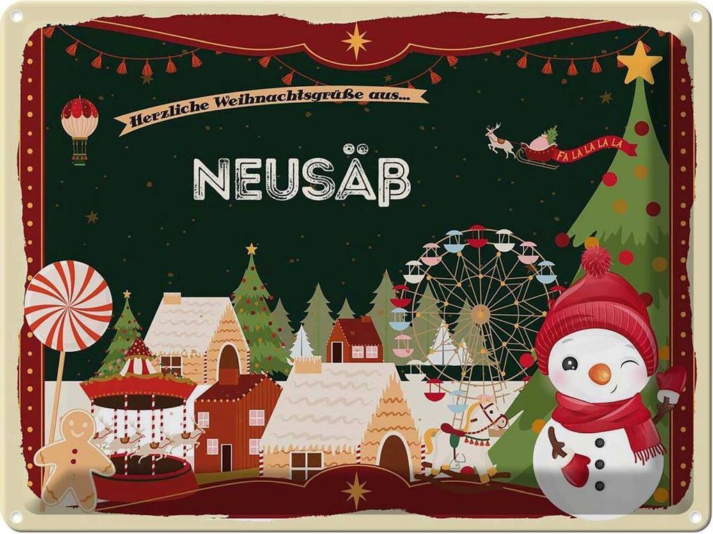 vianmo Blechschild 30x40 cm Weihnachtsgrüße aus Neusäß Weihnachten