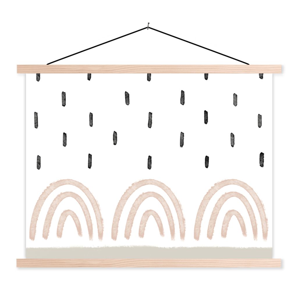 MuchoWow Textilposter Regenbogen - Pastell - Regen 120x90 cm mit holzfarbenen Rahmen - Magnetisch