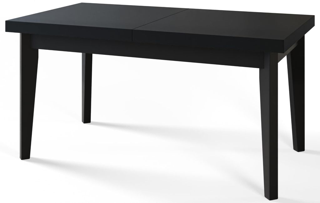 Alpi Moebel, Rechteckiger Esstisch Skandi, Wohnzimmertisch Ausziehbar 200-300x100x78 cm, Schwarz mit Holzbeinen in Schwarz