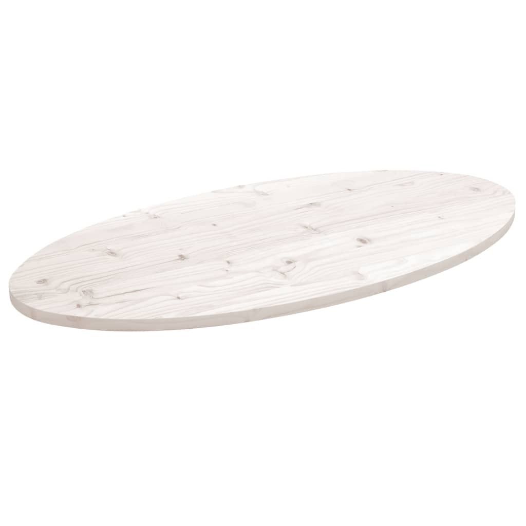 Tischplatte Weiß 100x50x2,5 cm Massivholz Kiefer Oval