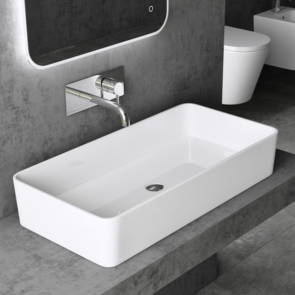 doporro Lavabo da Appoggio Rettangolare in Marmoresina Immagine del prodotto 
