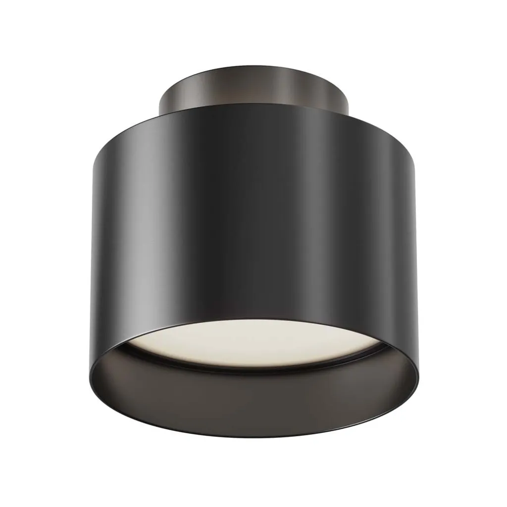 Plafonnier LED noir métal rond anti-éblouissement montage facile