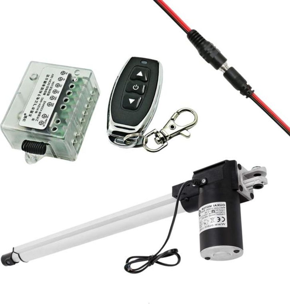 Elektrisch angetriebener Linearantrieb DC 12V 6000N, 400mm mit Fernsteuerung und Kabel