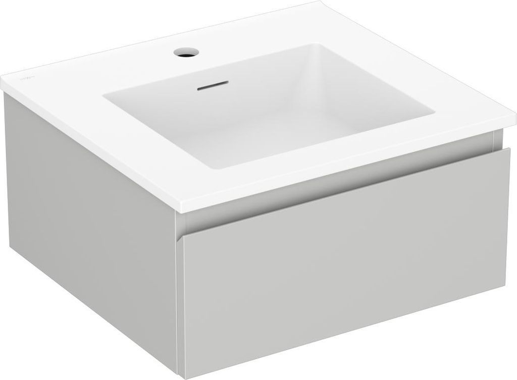 Mexen Orio Badezimmerschrank 50 cm mit Waschbecken Otis, 1 Schublade, grau matt/weiß matt - 91A10-05023-1-BF62-W18M01