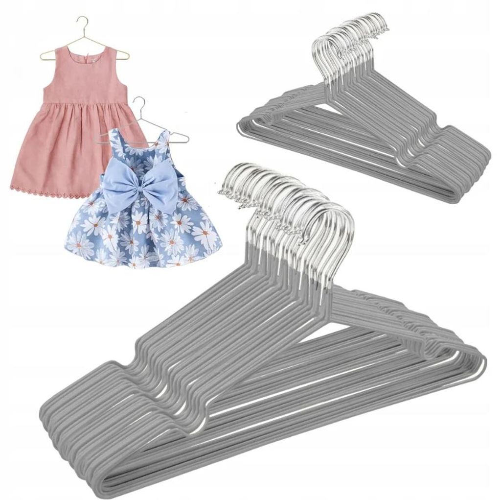 Kinderkleiderbügel aus Metall - 20er Set - Rutschfeste Produktbild 