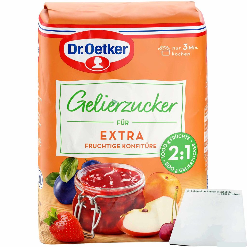 Dr. Oetker Gelierzucker Extra 2:1 (1x500g Packung) + usy Block