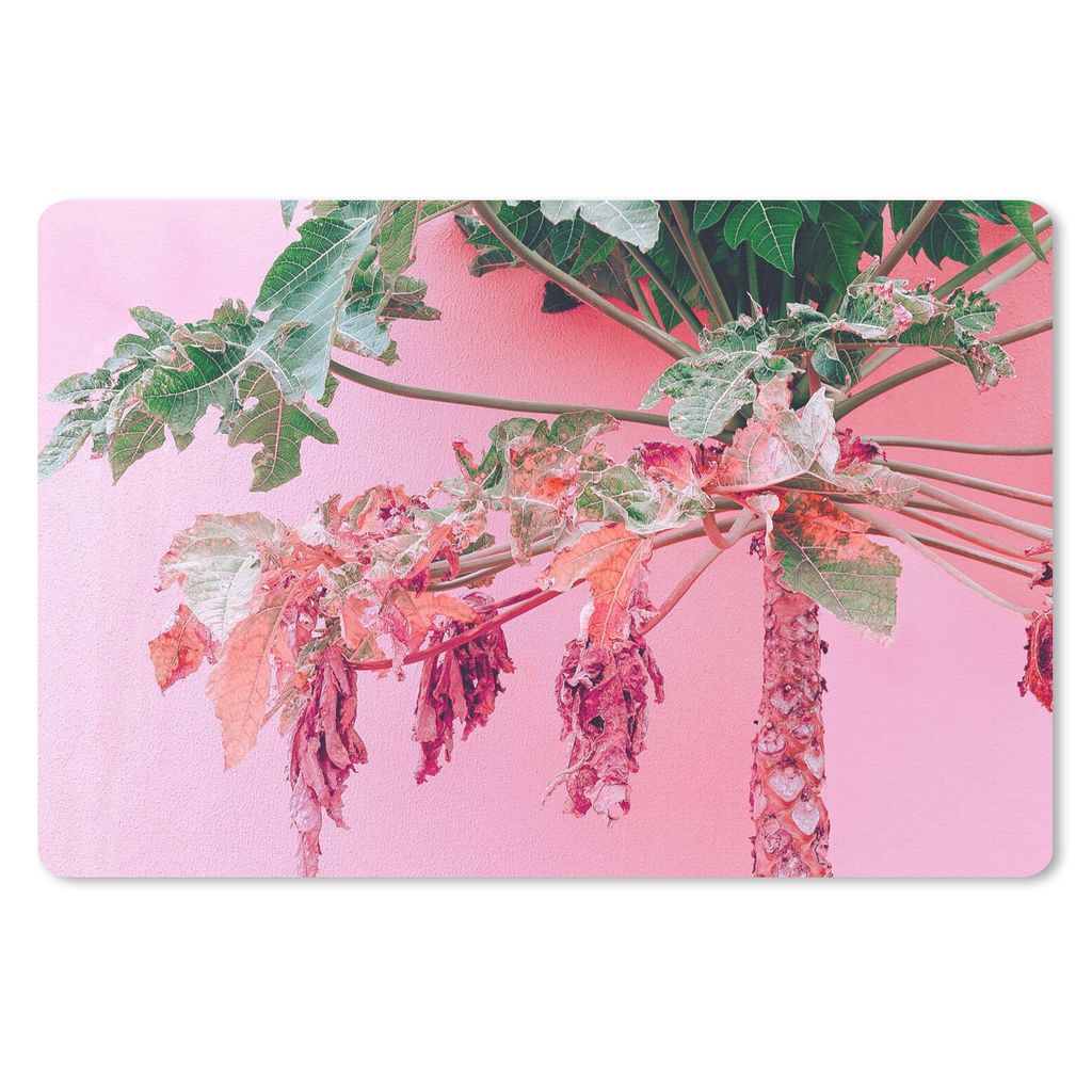 MuchoWow Schreibtischunterlage Palme - Tropisch - Rosa - Sommer 60x40 cm - XXL Mauspad - Großes Mauspad