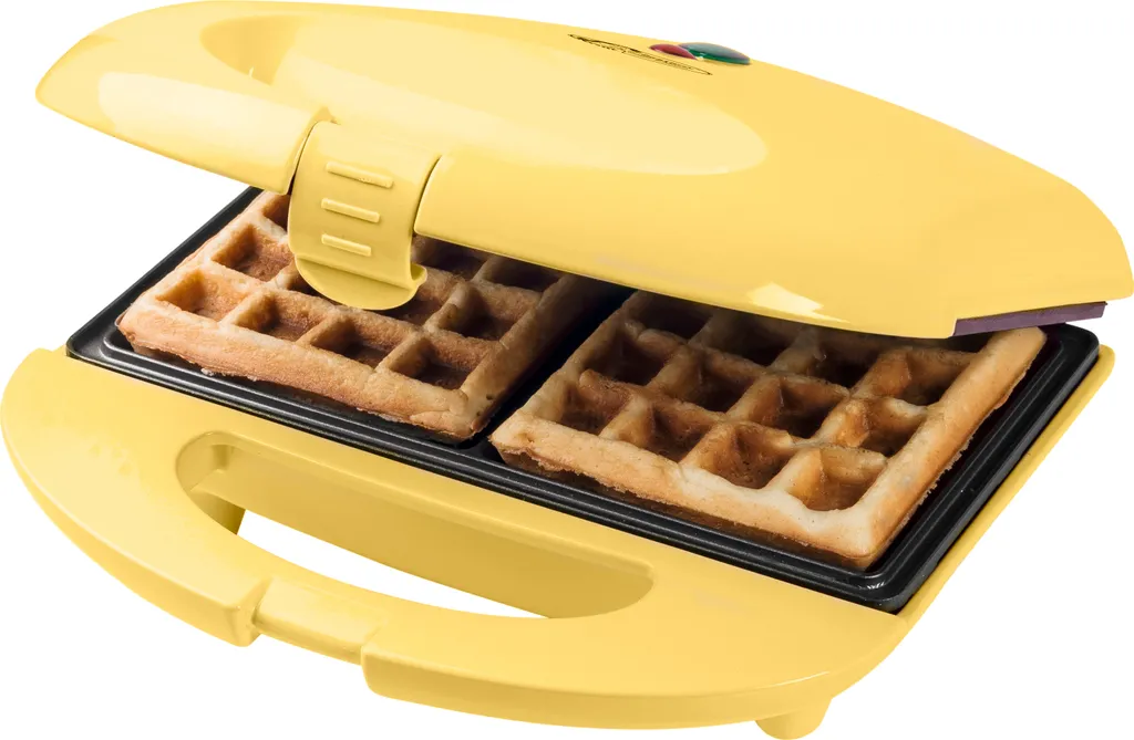Ferro per waffle Bestron Brussels dal design retrò, macchina per 2 waffle belgi, con rivestimento antiaderente e luce di cottura, 700 W, colore: giallo