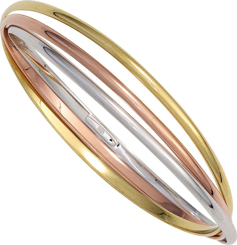 Armband Armreif 67,1mm 925 Silber 3-reihig teilvergoldet weiß gelb rot Damen