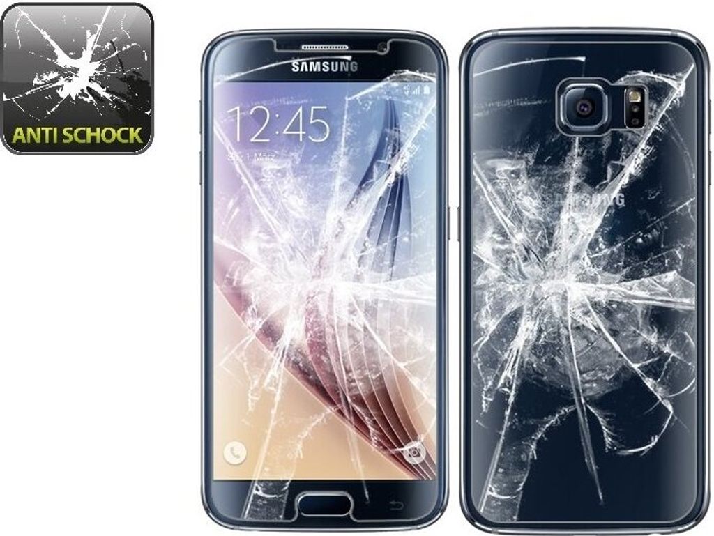 6x Panzerfolie für Samsung Galaxy S6 ANTI-SCHOCK Displayschutzfolie HD KLAR F/B