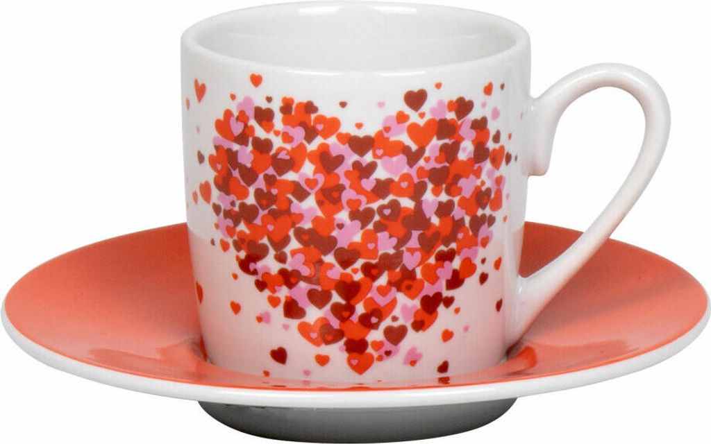 Könitz Espressotasse Love Explodes mit Untertasse, Becher, Porzellan, Rot, 85 ml, 11 5 053 2833