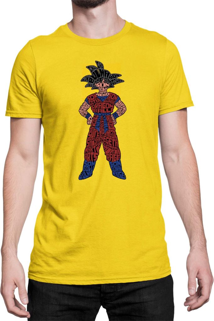 Herren T-Shirt Dragon Anime Manga Ball Z Goku 04, Man XL / Gelb