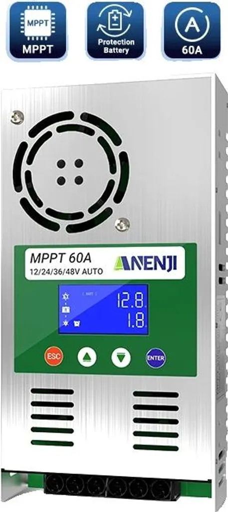 Contrôleur solaire MPPT 60A pour kit photovoltaïque autonome en 48V