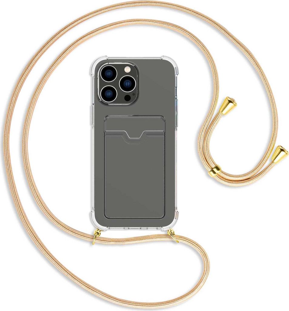 Handykette Backcover-Schutzhülle mit Band (Metall goldfarben) für Apple iPhone 14 Pro Max (6.7'') - Goldkordel