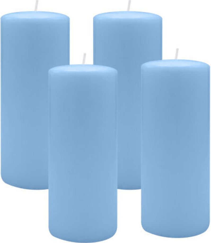 4er Set Adventskranzkerzen Blue Bell Hellblau Ø 70 x 180 mm