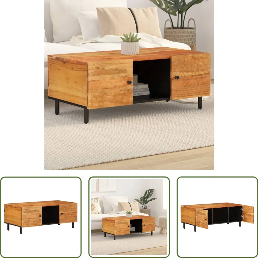 Tavolino da Salotto Robusto 100 cm Legno Acacia - Ideale per Famiglie