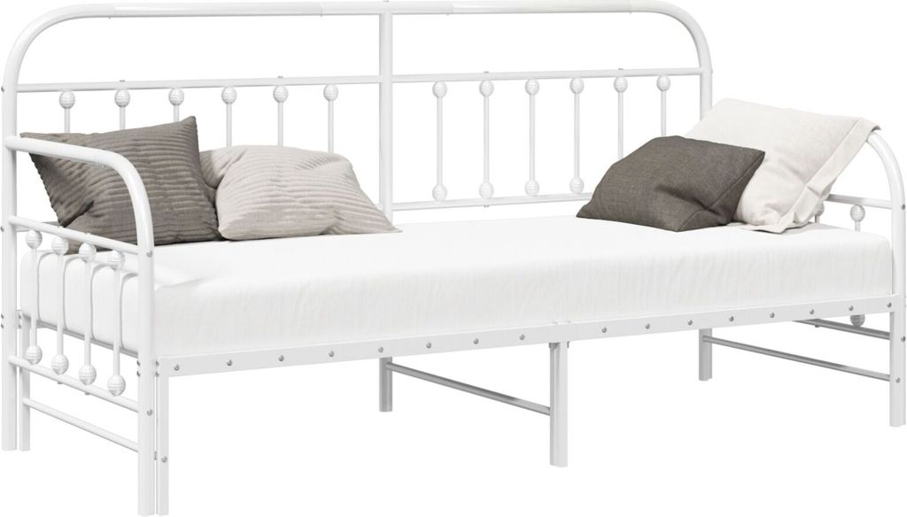 Möbel Tagesbettgestell mit Unterbett Weiß 75x190 cm Stahl - Klassische Betten 42002649