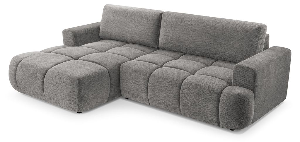 Masseno Ecksofa VASTO mit Schlaffunktion L-Form, Sofa mit Bettkasten, Wohnzimmersofa, Couch, Soffa, Bettsofa, Couchgarnitur- Grau, VINCI 07