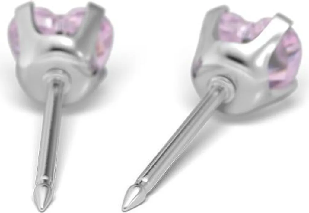 Orecchini A Cuore Con Zirconi Rosa - Piccoli Orecchini Donna Ipoallergenici, Argento 925 Placcato, Gioielli Eleganti Per Uso Quotidiano