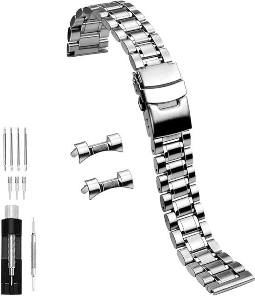 Bracelet acier inox 22 mm argenté à montage rapide et finition haute qualité