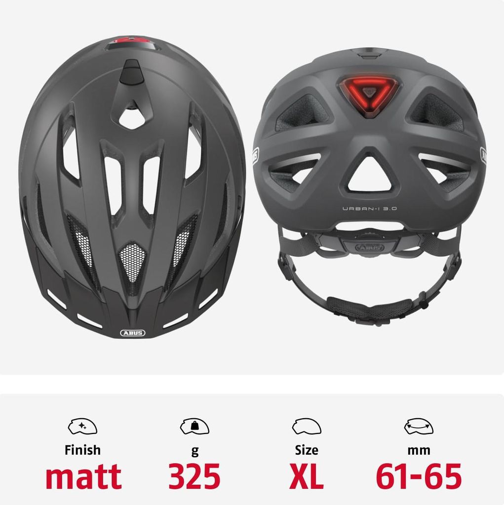 ABUS Urban-I 4.0 Fahrradhelm Mit LED-Rücklicht - Magnetverschluss & Zopf-Öffnung